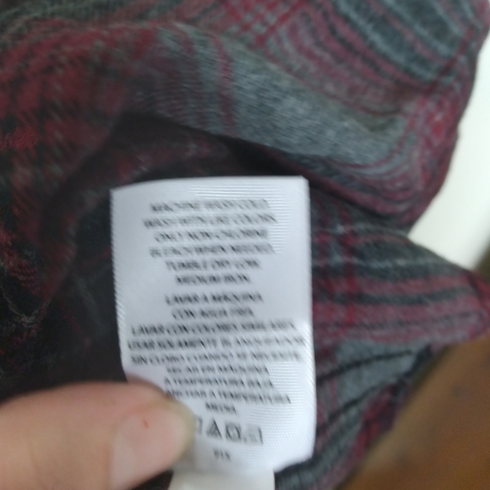 George Gray and Burgundy Plaid Flannel Button Down Shirt Size Small - Picture 11 of 11